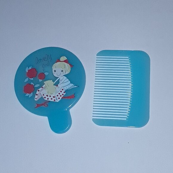 "Lovely Girl" Pocket Size MIrror & Hair Comb Combo Set - Picture 1 of 1